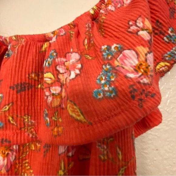 Wonder Nation Tropical floral ruffle off shoulder Jumpsuit Romper comfort 10-12 - Picture 6 of 9